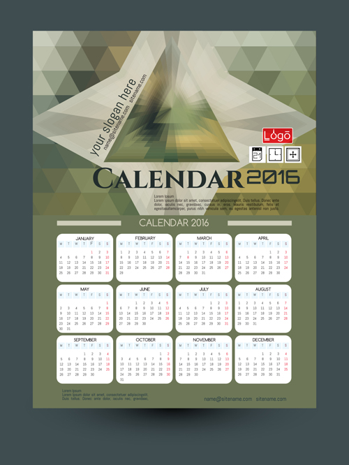 2016 technology calendar template vector 07 2016 technology calendar template vector 07