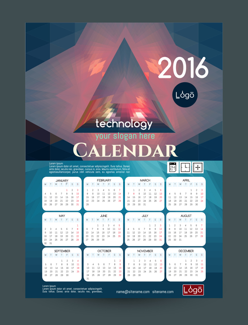 2016 technology calendar template vector 13 2016 technology calendar template vector 13