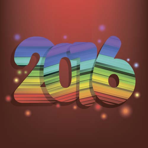 2016 text design with red background vector