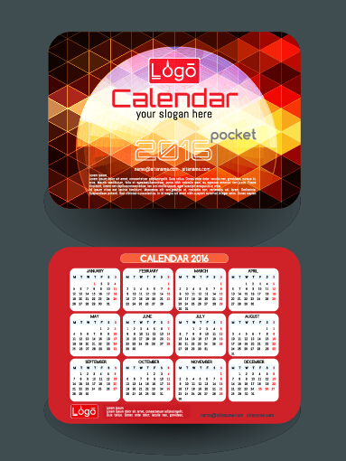 Calendar 2016 with business cards vector 12 Calendar 2016 with business cards vector 12