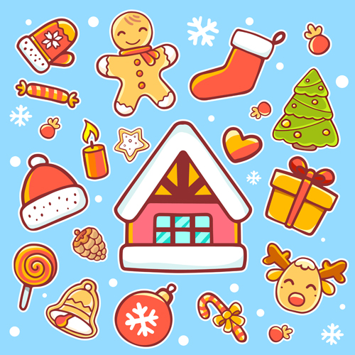 Cartoon styles christmas elements deisng vector 02 Cartoon styles christmas elements deisng vector 02
