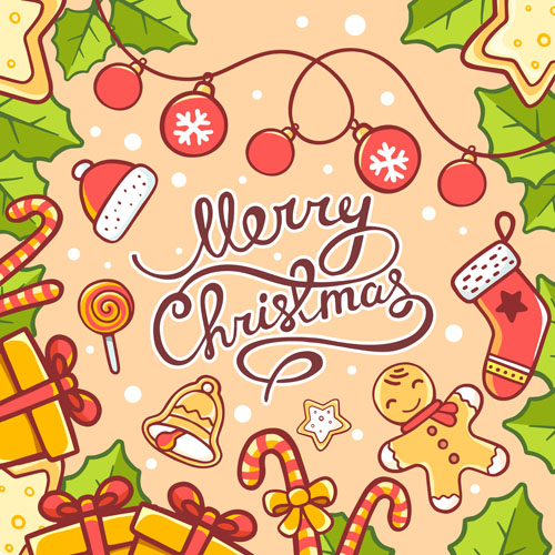 Cartoon styles christmas elements deisng vector 05 Cartoon styles christmas elements deisng vector 05