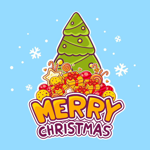 Cartoon styles christmas elements deisng vector 10
