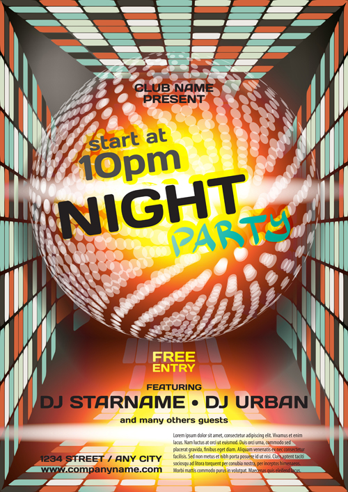 Disco party poster vector material 02 Disco party poster vector material 02