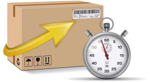 stopwatch poster express delivery cardboard boxes 