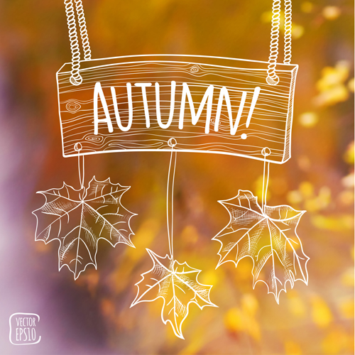 hand elements drawn blurs background autumn 