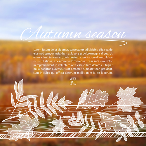 Hand drawn autumn elements with blurs background vector 02 Hand drawn autumn elements with blurs background vector 02