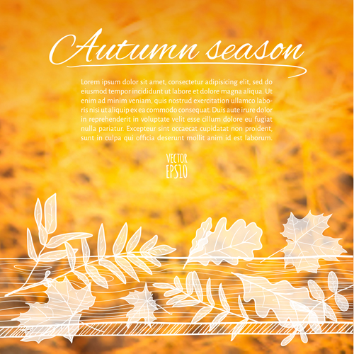 Hand drawn autumn elements with blurs background vector 03 Hand drawn autumn elements with blurs background vector 03