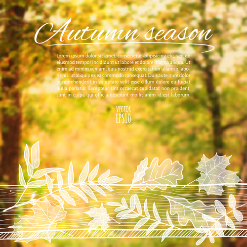 Hand drawn autumn elements with blurs background vector 04 Hand drawn autumn elements with blurs background vector 04
