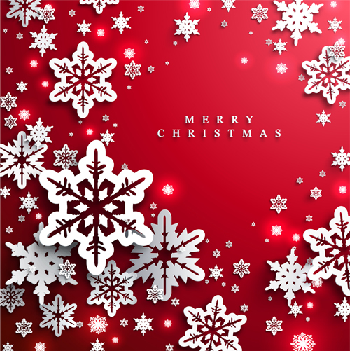 Paper snowflake with red christmas vector 02 Paper snowflake with red christmas vector 02