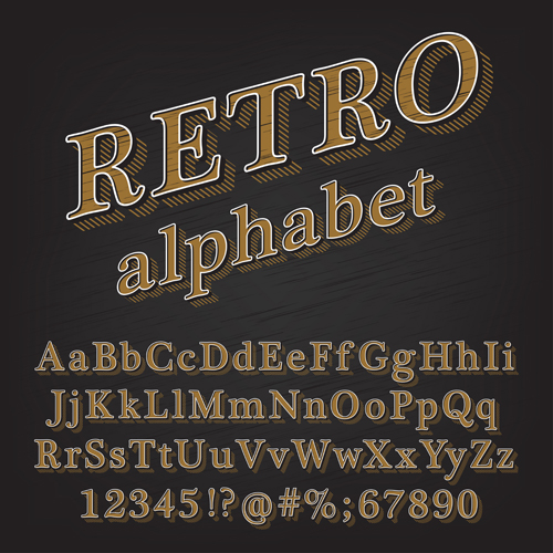 Retro 3D alphabets with number vector Retro 3D alphabets with number vector