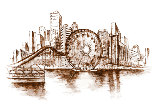 Sketch urban building vector material 01 Sketch urban building vector material 01