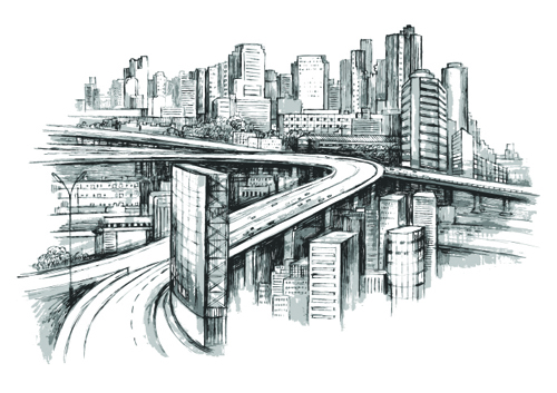 Sketch urban building vector material 03 Sketch urban building vector material 03