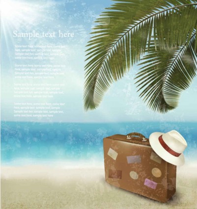Beautiful beach summer background vector set