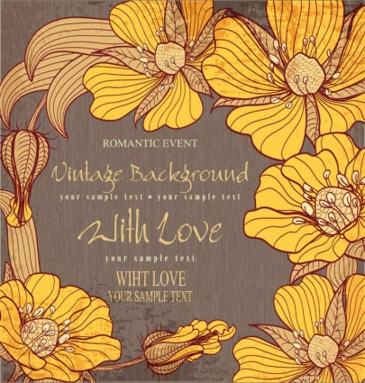 Vintage flower hand drawing background vector Vintage flower hand drawing background vector