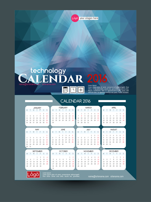 2016 technology calendar template vector 08 2016 technology calendar template vector 08