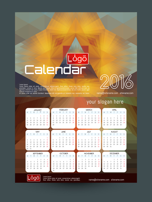 2016 technology calendar template vector 10 2016 technology calendar template vector 10