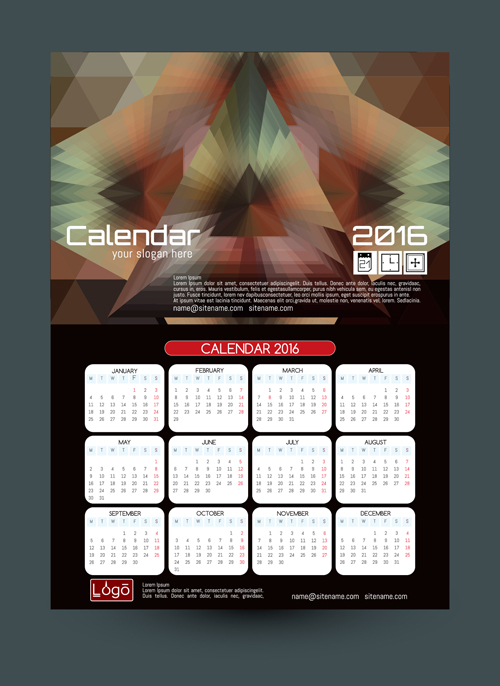 2016 technology calendar template vector 11 2016 technology calendar template vector 11
