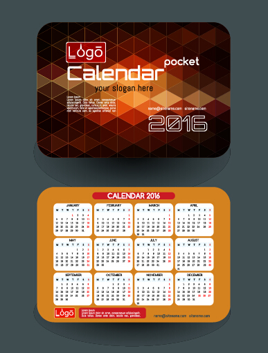 Calendar 2016 with business cards vector 02 Calendar 2016 with business cards vector 02