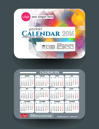 Calendar 2016 with business cards vector 05 Calendar 2016 with business cards vector 05