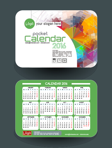 Calendar 2016 with business cards vector 06 Calendar 2016 with business cards vector 06