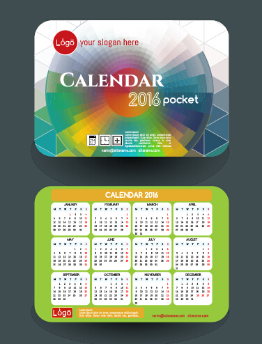 Calendar 2016 with business cards vector 07 Calendar 2016 with business cards vector 07