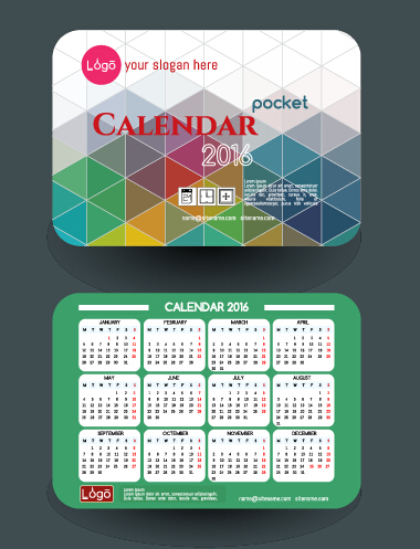 Calendar 2016 with business cards vector 08 Calendar 2016 with business cards vector 08