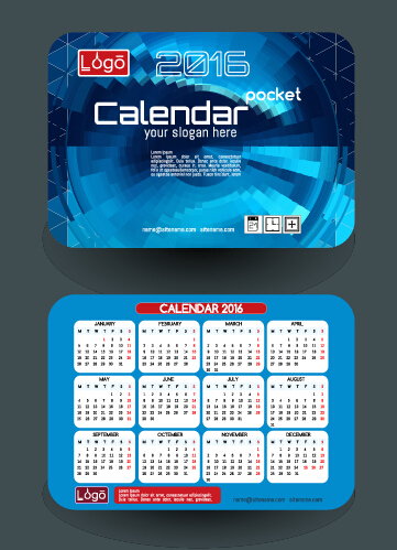 Calendar 2016 with business cards vector 09