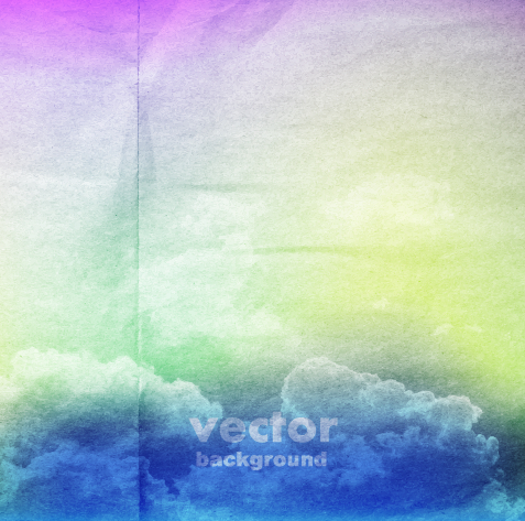 Clouds with crumpled paper vector background 02
