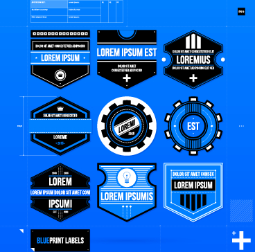 Creative business labels design graphic vector 02