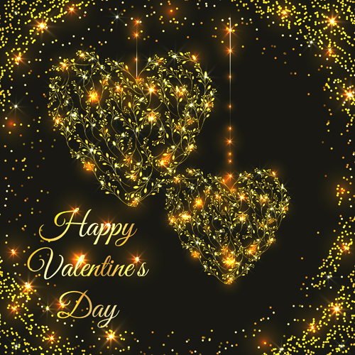 Happy valentines day golden ornaments vector Happy valentines day golden ornaments vector