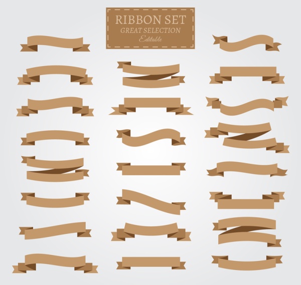 Paper ribbon banner vector material Paper ribbon banner vector material