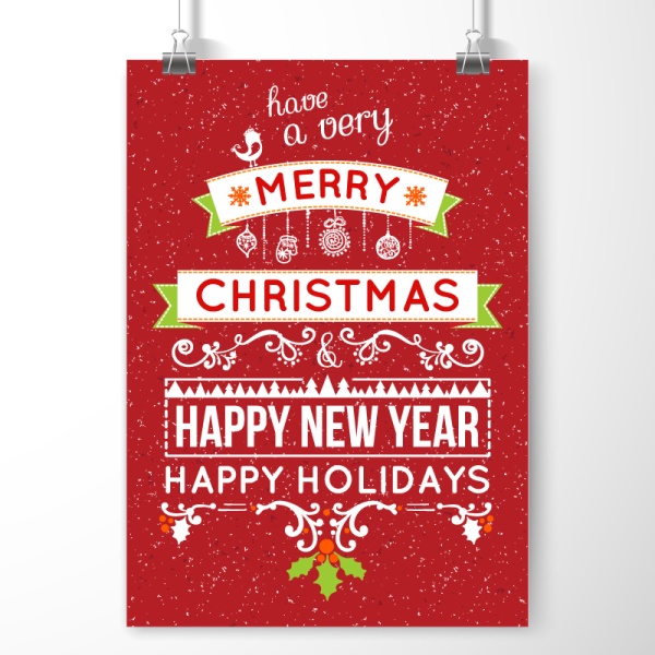 Red Christmas and New Year greeting cards vector Red Christmas and New Year greeting cards vector