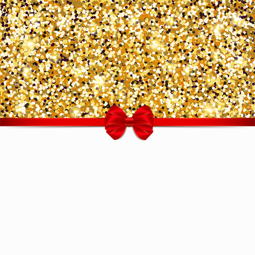 Red bow with gold luxury background vectors 05