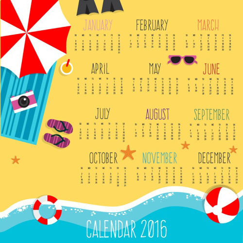 Teach style 2016 calendar vector Teach style 2016 calendar vector