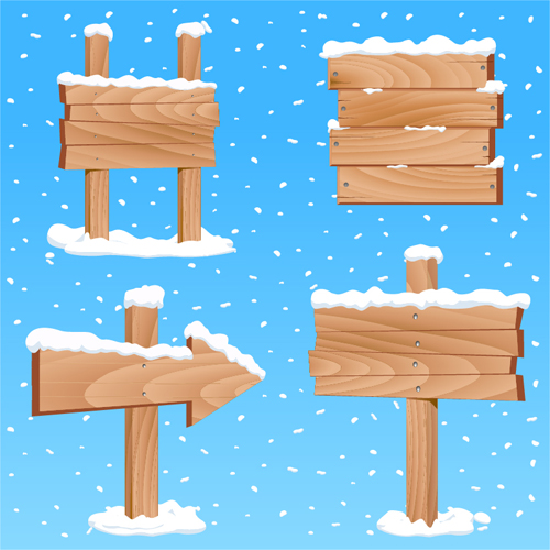 Winter wooden billboard vector material 01 Winter wooden billboard vector material 01