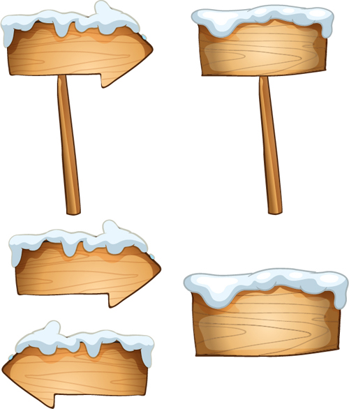 Winter wooden billboard vector material 02 Winter wooden billboard vector material 02