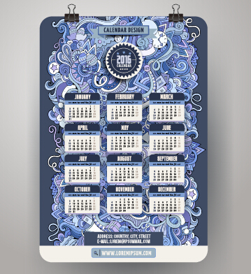 2016 Calendar with ornaments pattern vector 05 2016 Calendar with ornaments pattern vector 05