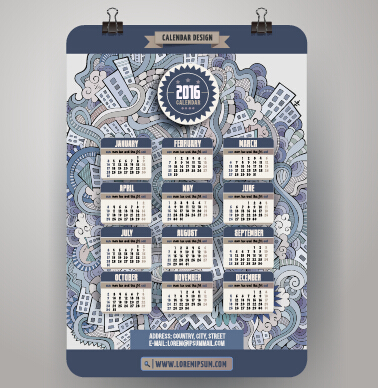 2016 Calendar with ornaments pattern vector 15 2016 Calendar with ornaments pattern vector 15