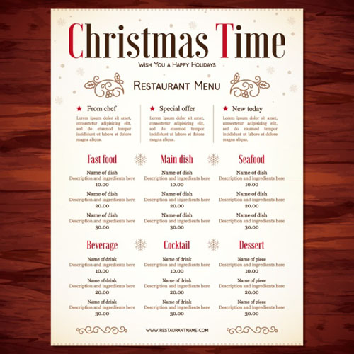 template restaurant price menu christmas 
