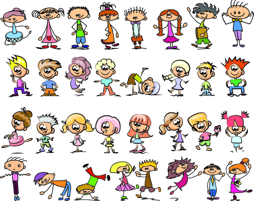 Cute children cartoon styles vector 01 Cute children cartoon styles vector 01