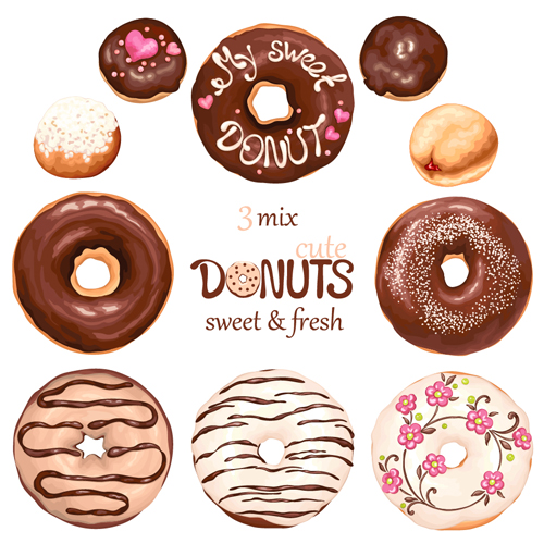 Cute donuts design vectors 03 Cute donuts design vectors 03