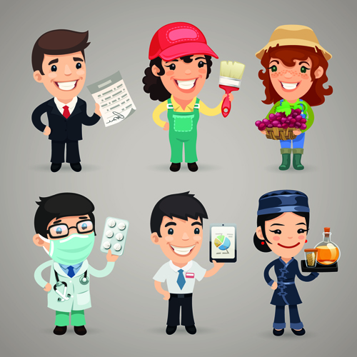 Different occupations cartoon characters vector material 02 Different occupations cartoon characters vector material 02