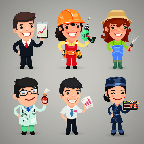 Different occupations cartoon characters vector material 03 Different occupations cartoon characters vector material 03