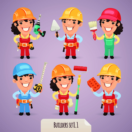 Different occupations cartoon characters vector material 04