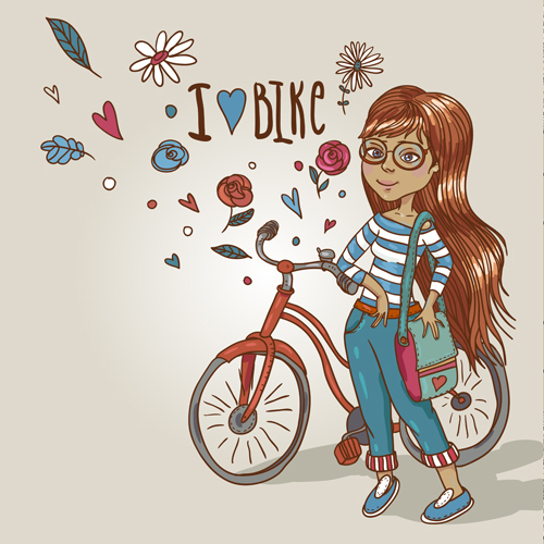 Girl happy life design vector material 02 Girl happy life design vector material 02