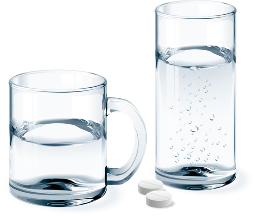 Glass cup with water vectors set 02
