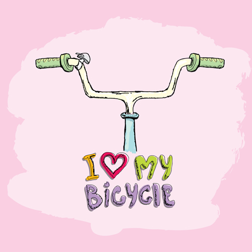 Hand drawn I love my bicycle design vector 12 Hand drawn I love my bicycle design vector 12