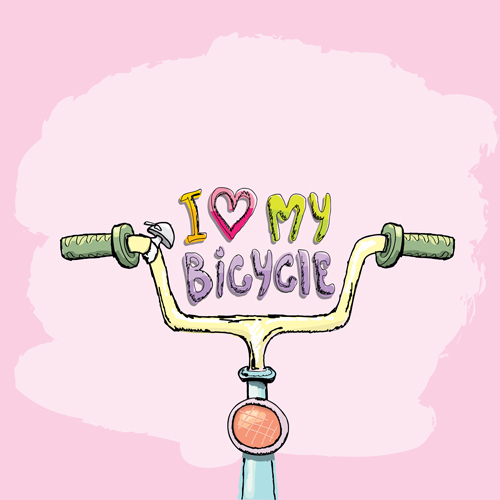 Hand drawn I love my bicycle design vector 13 Hand drawn I love my bicycle design vector 13