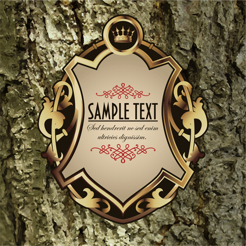 Luxury business labels with old bark background vector 01 Luxury business labels with old bark background vector 01